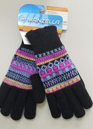 Manzella fairisle жіночі теплі зимові рукавички в'язані з підкладкою вовна