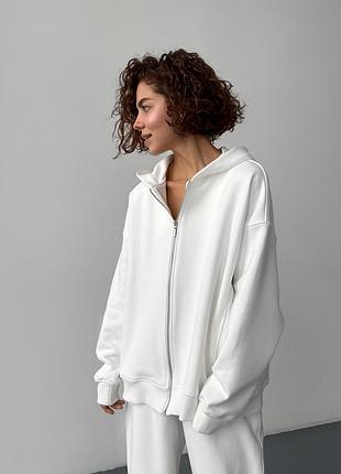 Худі з блискавкою біле 2