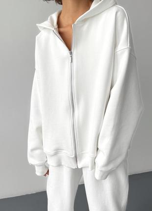 Худи с молнией белое 4