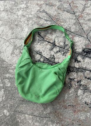 Сумка puma винтажная, зеленая сумка в сетку puma, сумка на плечо