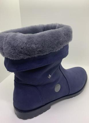 Зимние полу-сапоги из натуральной замши с мехом