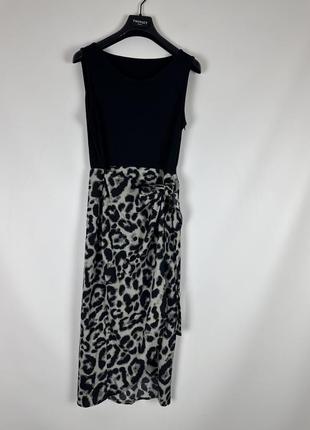 Платье миди shein m/l платье леопардовый принт