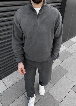 Флисовый костюм топ качество, черный и графит, s,m,l,xl,xxl,xxl