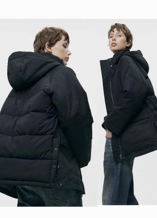 Zara zw collection куртка парка комбінована  p.s,m i i