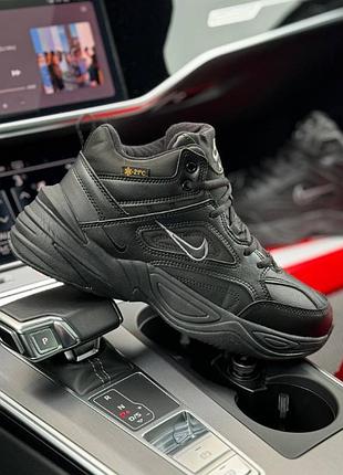Зимние кроссовки LAQUER nike m2k tekno mid all black fur утепленные на меху