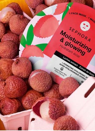 Тканинна зволожуюча маска від sephora clean face mask lychee - moisturizing and glow