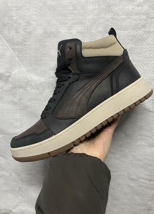 Зимові кросівки  puma кросівки brown black шкіра натуральна