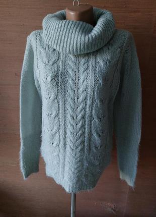 💛🩵💜 теплий светр м'ятного кольору