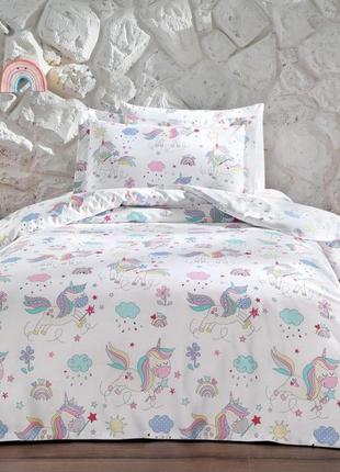 Підліткова постільна білизна tivolyo home unicorn делюксатин полуторний