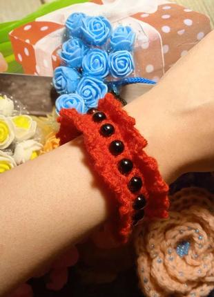 Красный браслет с бусинами, ручная работа