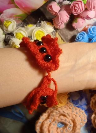 Красный браслет с бусинами, ручная работа
