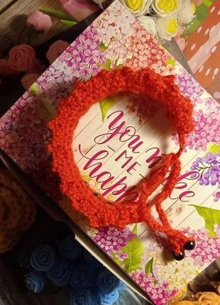 Красный браслет с бусинами, ручная работа