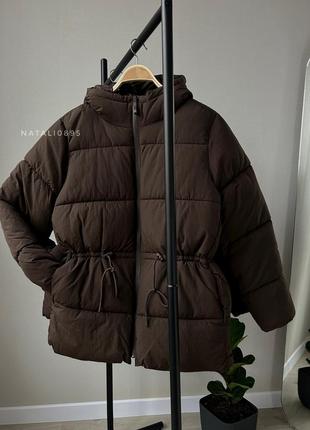Куртка зимняя hm, куртка шоколадная женская, куртка hm, пуфер hm