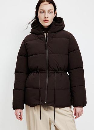 Куртка зимняя hm, куртка шоколадная женская, куртка hm, пуфер hm
