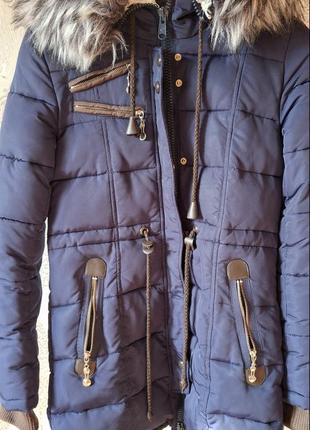 Тепла синя жіноча куртка на зиму наповнювач 250 для дівчинки