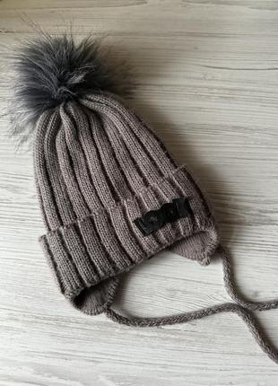 Шапка дитяча з помпоном на флісі