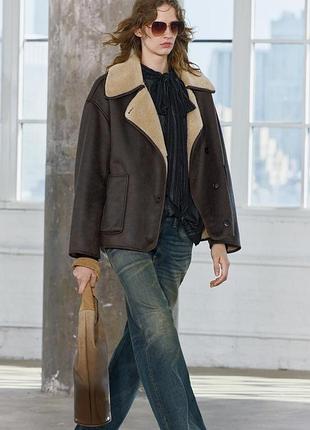Куртка двусторонняя коричневая zara new