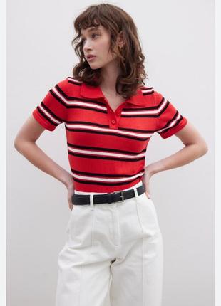 Хлопковая футболка-поло с вышитым лого на груди ✨ tommy hilfiger ✨ полосатая футболка с воротником поло футболка хлопок в полоску