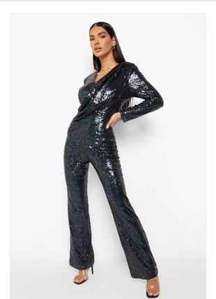 Блискучий різнокольоровий комбінезон паєтки