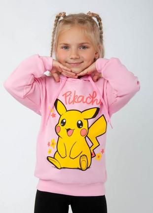 Стильна толстовка худі пікачу, спортивна кофта з начосом, теплый худи толстовка пикачу