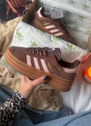 Женские кроссовки adidas gazelle bold brown