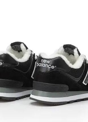 Зимние кроссовки new balance 574 winter black white / 47 беланс 574 черные с белым (мех)6 фото