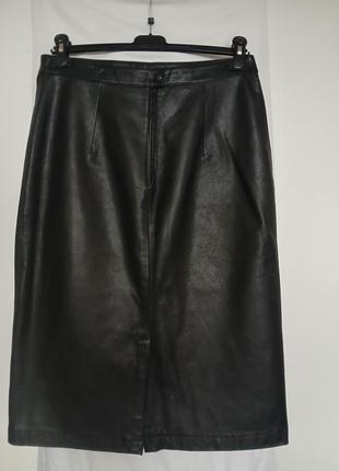 Юбка черная кожаная