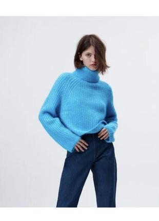 Укороченный теплый свитер с горлом zara