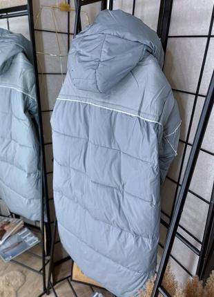 Куртка пуховик зимняя длинная черная голубая мята молоко5 фото