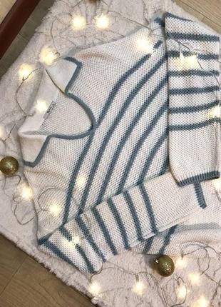 Джемпер поло свитер кофта в полоску с отложным воротником бренда tu