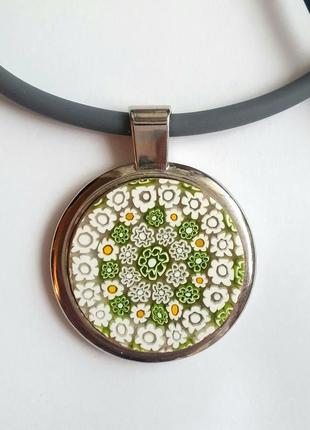 Колье муранское стекло, каучук, сталь