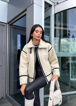 Стильная молодежная дубленка тедди в расцветках рр 42-52
