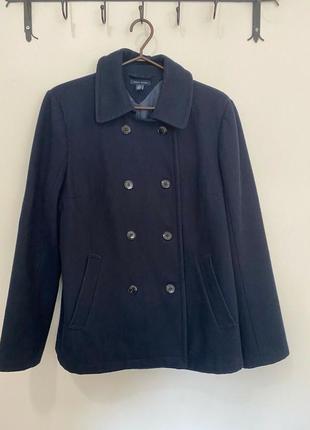 Коротке вовняне темно синє пальто tommy hilfiger