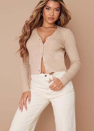 Вязаный кардиган с каменными пуговицами prettylittlething размер s