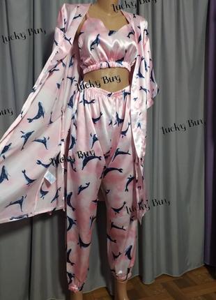 Розовая пижама 3-ка.замеры в описании.