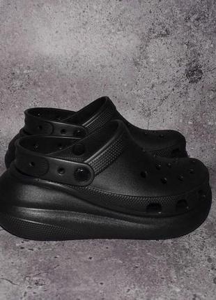 Crocs classic platform clog (женские черные кроксы на платформе )