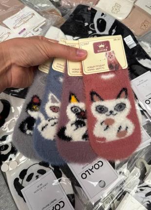 Носки норки норочные термо пушистые зимние котик зимняя зима следует с силиконом