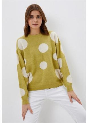 Джемпер ichi зеленый в горох размер xs