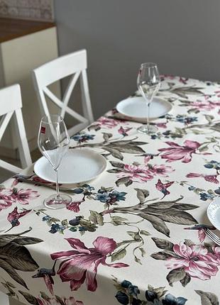 Скатерть водоотталкивающая тефлоновые цветы хлопок