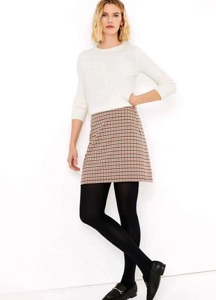 Юбка мини "marks & spencer" с цветным принтом "гусиная лапка", uk10/eur38.2 фото