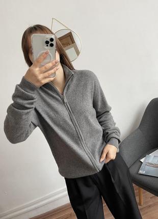 Серый кардиган на молнии из кашемира