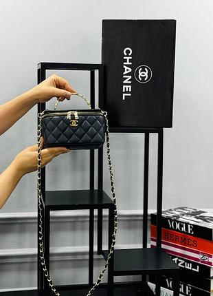 Сумка стьобана чорна жіноча шанель клатч сумочка маленька на ланцюжку крос-боді