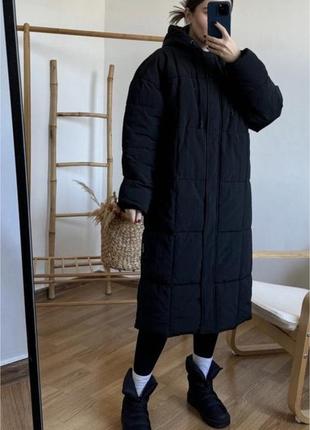 Пуховик теплый, длинный