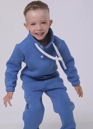 Костюм-двійка дитячий спортивний теплий трикотажний, кофта штани, для дівчинки, для хлопчика, синій