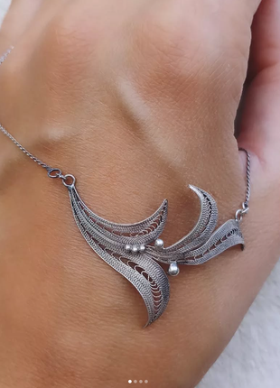 Серебряное колье в стиле скань