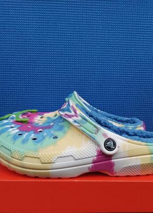 Утепленные кроксы banana crocs classic lined tie dye clog (35-41) оригинал!