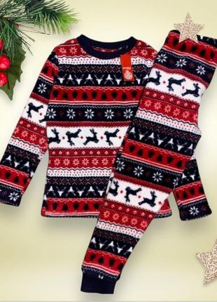 Dunnes теплая новогодняя пижама флисовый костюм для дома и сна