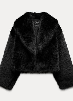 Чорна коротка шуба шубка zara s 36