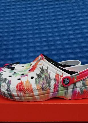 Утепленные кроксы banana crocs classic tie-dye lined clog (35-41) оригинал!