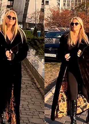Новая шуба в пол blackglama escada с капюшоном